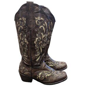 Estrella Leather Handmade Western Boots with Glitter Size 6.5